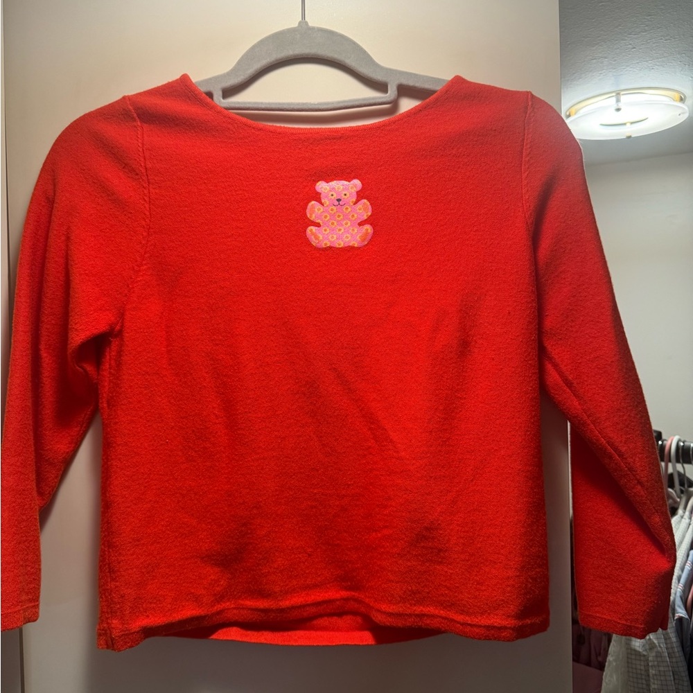 Red Long Sleeve Top with Bear Patch
